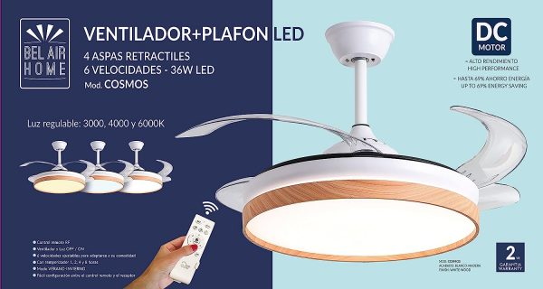 Ventilador desplegable COSMOS LED color Blanco-Haya DC - Imagen 5